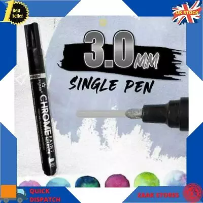 Metallic Liquid Chrome Mirror Finish Paint Pen Waterproof Silver Art Marker DIY • £5.99