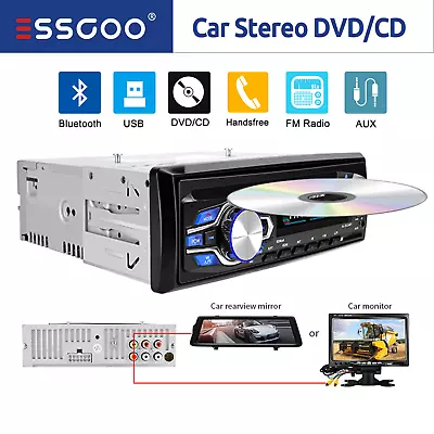 ESSGOO Car Stereo DVD CD Player Radio In-dash Audio FM Bluetooth SD/USB/AUX 1DIN • $57.40