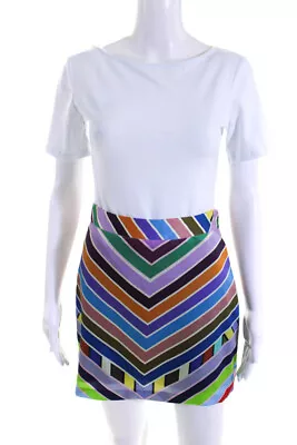 Milly Womens Striped Mini Skirt Multi Colored Size 4 • $40.81