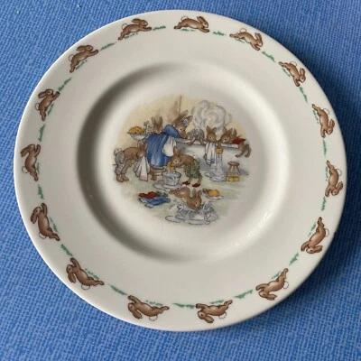 VINTAGE ROYAL DOULTON BUNNYKINS PLATE BATH TIME 8” 20.5cm • £4.99