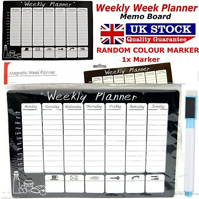 Magnetic Weekly Meal Planner Fridge Calendar Whiteboard Dry Erase Memo Board • £4.99