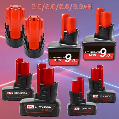 For Milwaukee 12V M12 Lithium XC 3.0/6.0/8.0/9.0 AH Extended Battery 48-11-2460 • $98.99