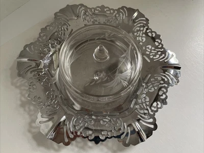 $3.99 • Buy Krome Kraft Farber Bros. Chips Vege Serving Plate W Covered Glass Bowl Insert