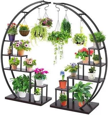 2 PACK - 5 Tier Metal Plant Stand Creative Half Moon Shape Ladder Flower Shelf# • $119.99