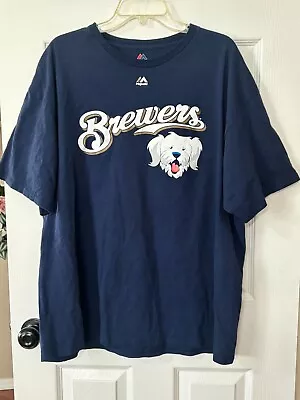 MLB Majestic Milwaukee Brewers - Hank K9 T-Shirt Blue Size 2XL • $12.50