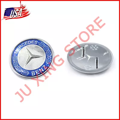 Mercedes-Benz Blue Hood Emblem Laurel Wreath Flat Logo GLC GLE GLS GL G ML GLK • $25.99