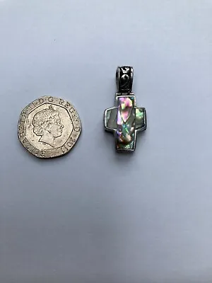 Sterling Silver Abalone Cross Pendant  • £7