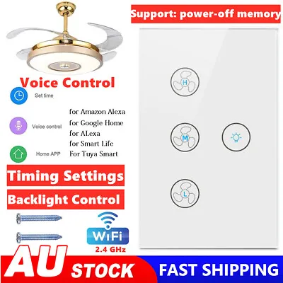 WiFi Smart Light Dimmer Switch Fan Wall Light Touch Glass For Alexa For Google • $27.55