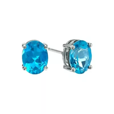 Blue Topaz Stud Earrings Round Oval Stud Earrings Mystic Topaz Stud Earrings  • $7.99