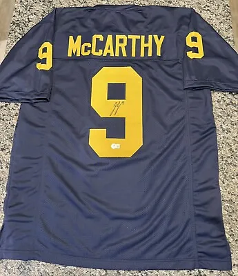 JJ McCARTHY SIGNED MICHIGAN BLUE COLLEGE STYLE CUSTOM XL JERSEY WITH BECKETT CoA • $249