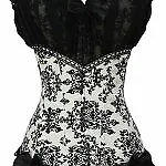 Black And Cream Ruched Mesh Adorned Corset/basque - Free P+p • £15.99