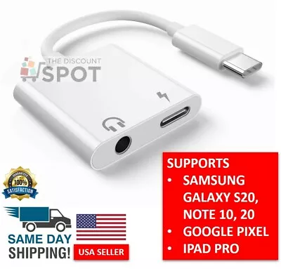 $6.77 • Buy Charger And Headphone 2 In 1 USB Type C To 3.5mm Aux Audio Cable Cord Adapter