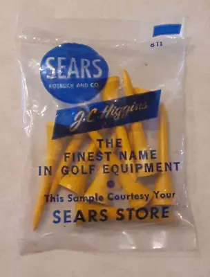 Vintage Sears Roebuck J.C. Higgins Golf Tees 10 Pack Yellow Wooden NEW OLD STOCK • $7.95