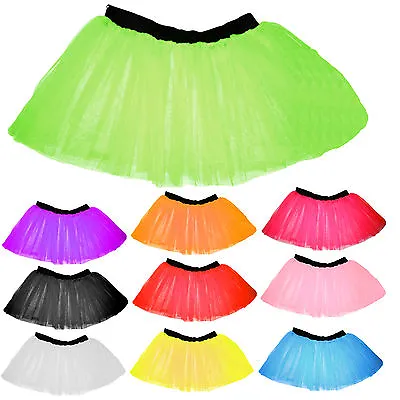 £3.98 • Buy Children Tutu Skirt Kids Neon 3 Layers Uv Flo Girl Fancy Dress Party 4-14 Years
