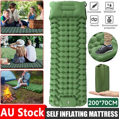 Self Inflating Mattress Camping Hiking Airbed Mat Sleeping W/ Pillow Bag Camp • $37.85