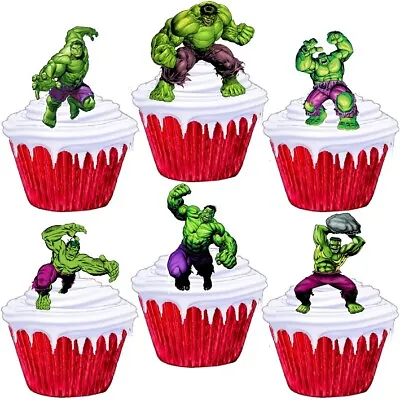 Hulk STAND UP Marvel Superhero Avengers Cup Cake Toppers Edible Decorations • £2.38