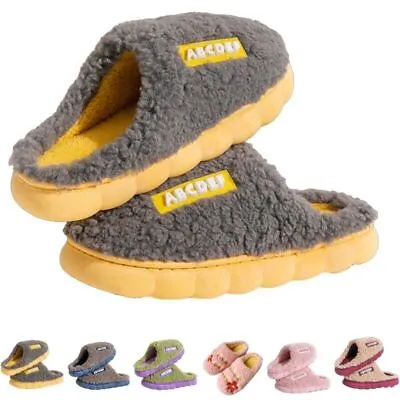 Womens Slippers Slider Ladies Warm Fur Lined Winter Warm Mules Shoes House Size • £5.59