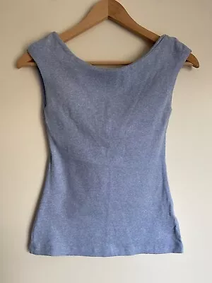 Kookai Stretch Shell Top Low Back In Pale Blue Marle VGUC - Size Small • $29