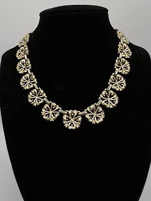 Vintage TRIFARI Gold Tone Rhinestone FOUR LEAF CLOVER Choker Necklace PHILIPPE • $55