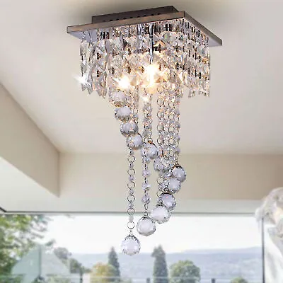 Bedroom Crystal Chandeliers Living Room Ceiling Lamp Light Fixture Flush Mount • $34.96