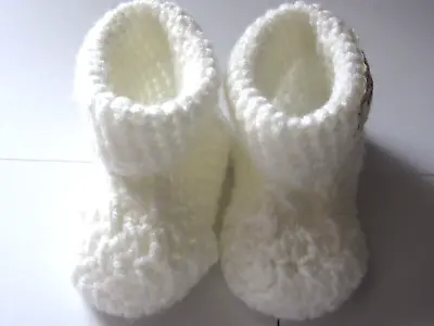 £3.90 • Buy Crochet Baby Booties  0-3 Months Handmade ( White )