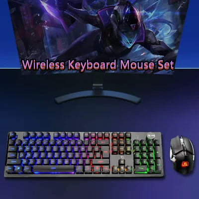 $17.99 • Buy Gaming Keyboard Mouse Wireless Set RGB Backlit Mute Mice For PC Laptop Windows