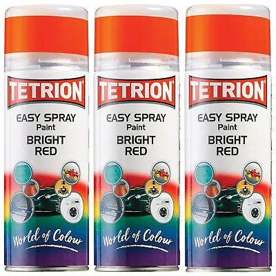3x Easy Spray Paint Bright Red Aerosol For Use On Wood Ceramic Metal 400ML • £24.99
