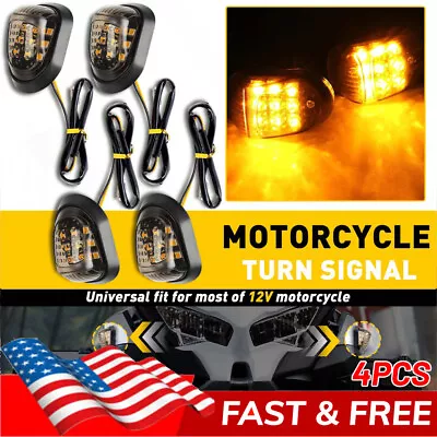 4X LED Motorcycle Turn Signals Indicator Amber Blinker Light Universal Mini Lamp • $11.99