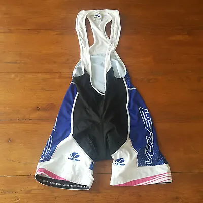 Voler Womens Large Cycling Bibshorts Blue Pink White Compression Shorts Bib L • $34.97