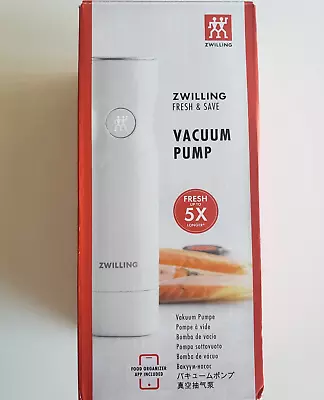 Zwilling Fresh & Save Vacuum Pump Sealer USB Handheld White + 3 Vacuum Bags NIB • $44.99