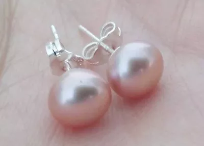 Genuine 7-8MM Freshwater Pearl Earring Sterling Silver Stud Christmas Gift • $1.91