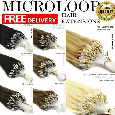 Micro Ring Loop Hair Extensions Micro Beads Link Remy Brazilian Human Hair Style • $24