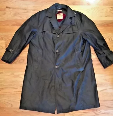 Italian Fashion Imports Italy Cotton Gray/Black Long All Weather Trench Coat Vtg • $47.44