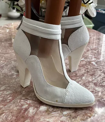 MISSONI Pony Hair Suede Mesh Panel White Bootie €848 Size 39 US 9 • $74.99