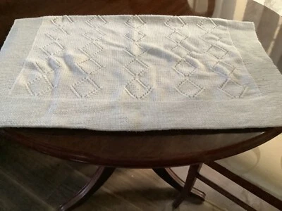 £25 • Buy VINTAGE UNUSED HAND KNITTED OFF WHITE WOOLLEN BABY SHAWL 44x40” & BLANKET 34x26”
