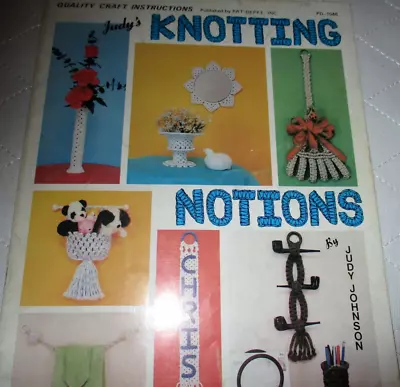 Macrame Knotting Notions 36 Pages/Patterns Book Vintage 1980 Lots Of Color Pics • $4.95