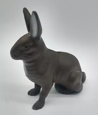 Vintage Brown Bunny Rabbit Cast Iron Bank / Piggy Bank / Coin Slot Bank • $16.99