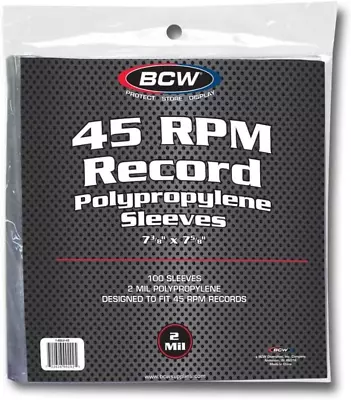 Record Poly Outer Record Sleeves BCW 100 Vinyl 45 RPM 7   • $14.99