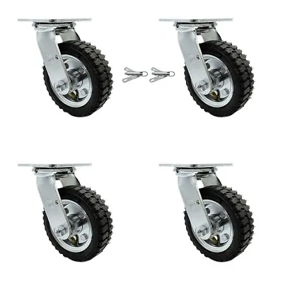 6 Inch Black Pneumatic Wheel Caster Set 4 Swivel With 2 Swivel Locks SCC • $163.82