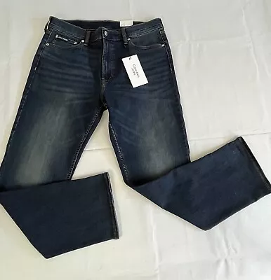 Calvin Klein Straight Fit Stretch Denim Jeans Dark Wash Size 34X30 NWT • $29.99