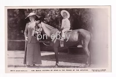 RPPC Postcard Royalty Queen Victoria Of Spain Prince Of Asturias On Horse Rotary • £3.99