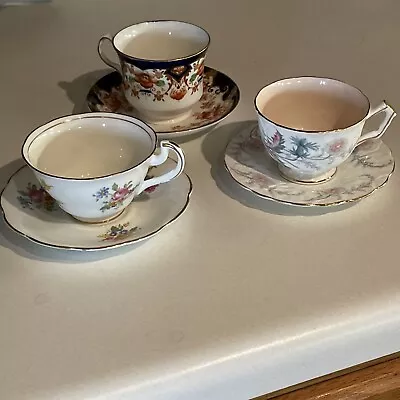 Vintage Lot Of 3 ENglish  Bone  China Cups & Saucers - Aynsley Collingswood • $20