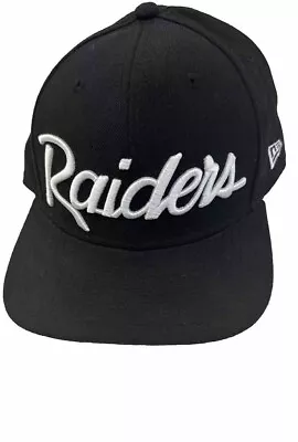 Oakland Raiders Hat Cap Snapback New Era Black White Adult Script NFL • $21.89