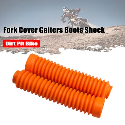 2 Pcs Motorcycle Front Fork Dust Cover Gaiters Gators Boots Orange Shock Absorbe • $15.99