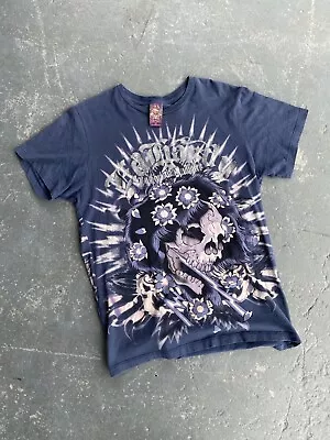 Y2K ED Hardy AOP Purple Skull Tee Medium • $39.99