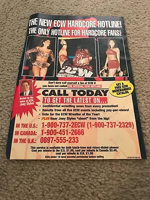 Vintage ECW HOTLINE Poster Print Ad FRANCINE TOMMY DREAMER DAWN MARIE JOE STYLES • $7.99