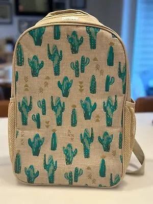 SoYoung Raw Linen Desert Cacti Backpack Child School Bag Plants Superhero Kid • $49.99