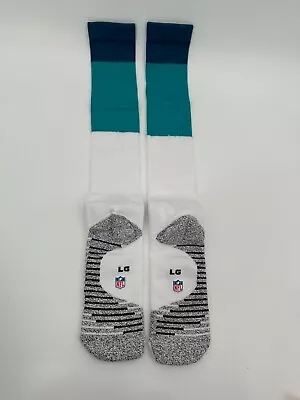 2017 Miami Dolphins Team Issued Nike Aqua/navy Game Socks Size Large-tall New! • $4.99