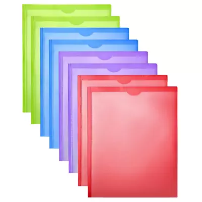 Heavy Duty Plastic 3 Prong Pocket Folders W/Clear Front Pocket 4 Colors 8 Pack • $28.65