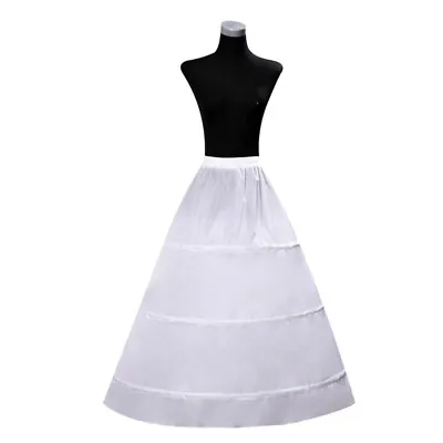 3 Hoops White Petticoat Skirt Crinoline A Line Wedding Dress Bridal Underskirt • $14.99